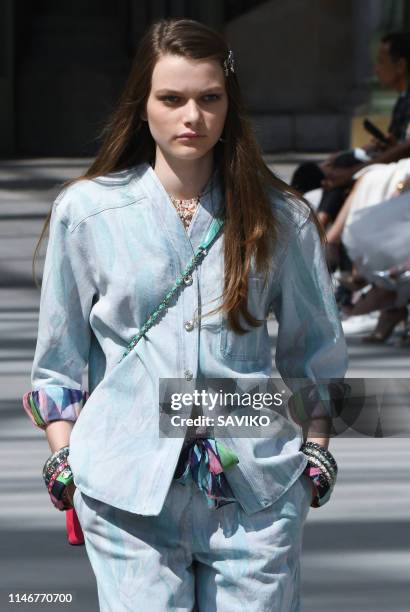 Model walks the runway during the Chanel Cruise Collection 2020 at Grand Palais on May 03, 2019 in Paris, France.