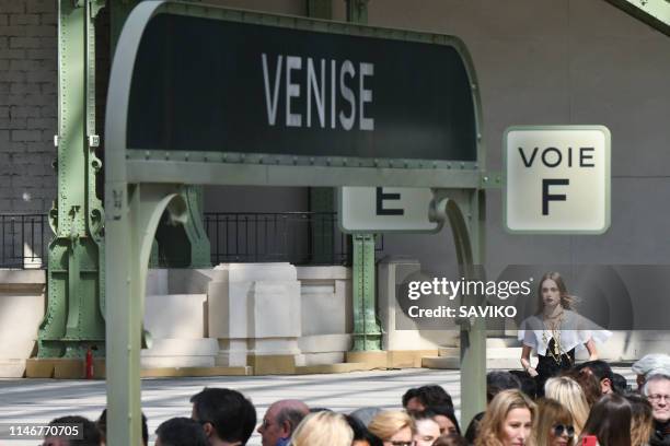 Model walks the runway during the Chanel Cruise Collection 2020 at Grand Palais on May 03, 2019 in Paris, France.