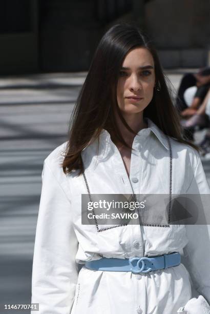 Model walks the runway during the Chanel Cruise Collection 2020 at Grand Palais on May 03, 2019 in Paris, France.