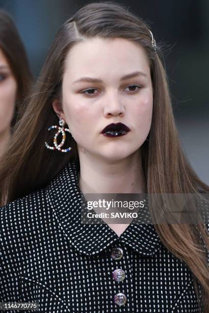 Model walks the runway during the Chanel Cruise Collection 2020 at Grand Palais on May 03, 2019 in Paris, France.