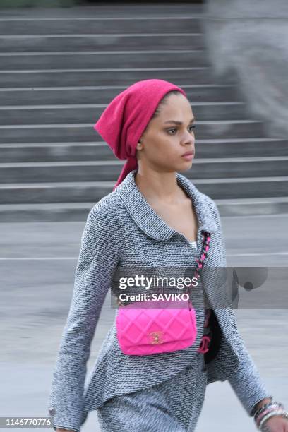 Model walks the runway during the Chanel Cruise Collection 2020 at Grand Palais on May 03, 2019 in Paris, France.