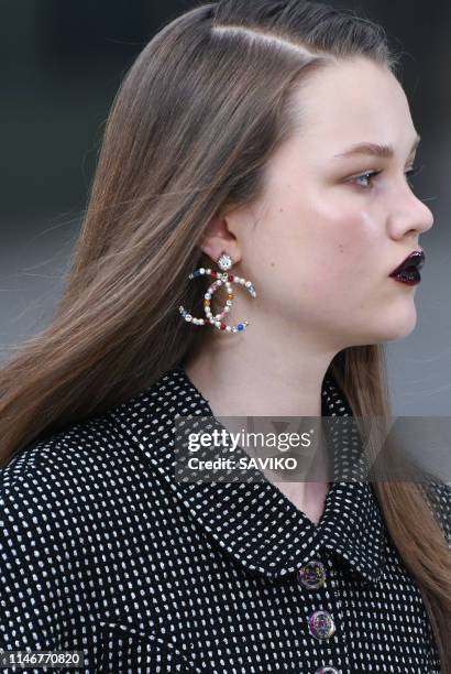 Model walks the runway during the Chanel Cruise Collection 2020 at Grand Palais on May 03, 2019 in Paris, France.