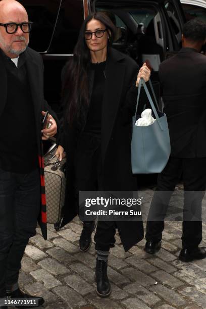 Demi Moore arrives at her Hotel in Soho on May 03, 2019 in New York City.