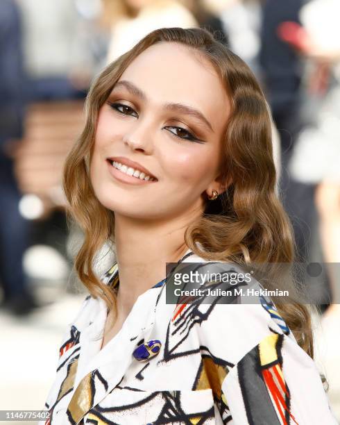 Lily-Rose Depp attends the Chanel Cruise 2020 Collection : Photocall In Le Grand Palais on May 03, 2019 in Paris, France.