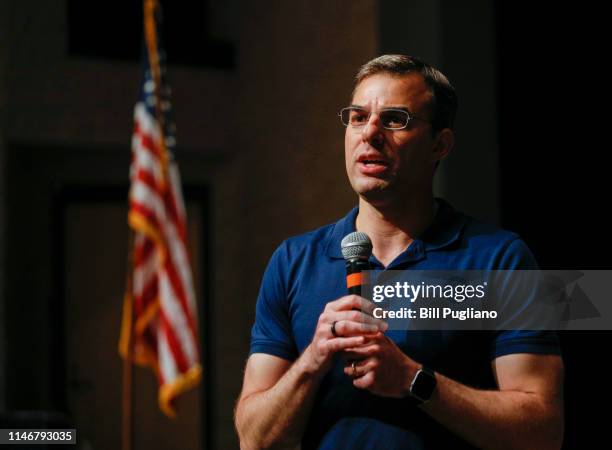 Rep. Justin Amash holds a Town Hall Meeting on May 28, 2019 in Grand Rapids, Michigan. Amash was the first Republican member of Congress to say that...