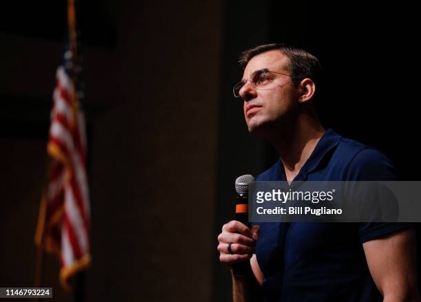 Rep. Justin Amash holds a Town Hall Meeting on May 28, 2019 in Grand Rapids, Michigan. Amash was the first Republican member of Congress to say that...