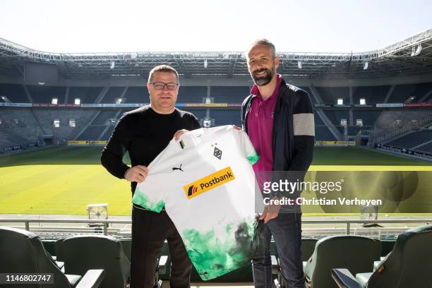 Borussia Moenchengladbach present their new Headcoach Marco Rose at Borussia-Park on May 29, 2019 in Moenchengladbach, Germany.