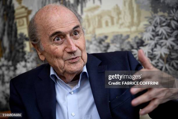 Former FIFA president Sepp Blatter looks on during an interview with AFP on May 28, 2019 in Zurich. Sepp Blatter has blasted his successor as FIFA...