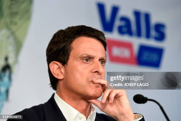 France's former prime minister Manuel Valls, who was a candidate to become Barcelona mayor, holds a press conference in Barcelona on May 29, 2019. -...