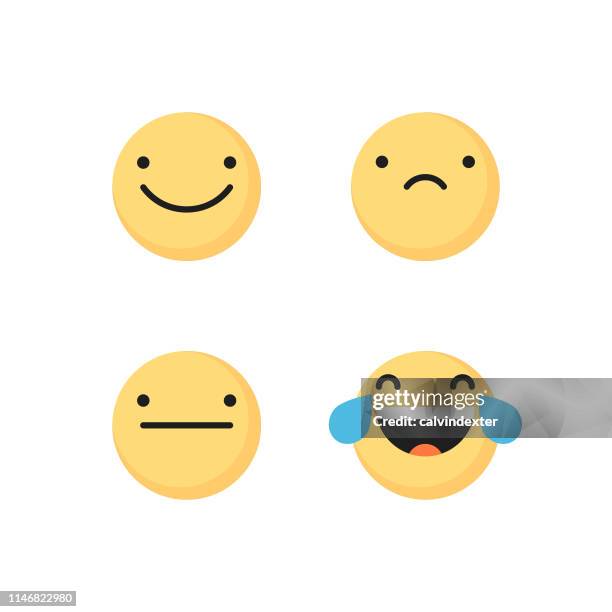 emoticons flat colors set - looking back stock illustrations