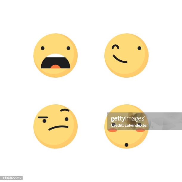 emoticons flat colors set - vomit stock illustrations