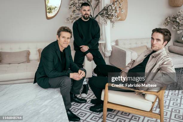 Cast and director of 'The Lighthouse' Willem Dafoe, Robert Eggers, Robert Pattinson poses for a portrait on May 19, 2019 in Cannes, France.