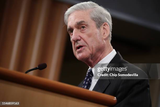 Special Counsel Robert Mueller makes a statement about the Russia investigation on May 29, 2019 at the Justice Department in Washington, DC.