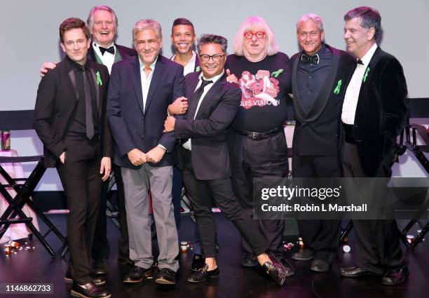 Tom Lenk, Gordon Thomson, Steve Tyler, Wilson Cruz, Alec Mapa, Bruce Vilanch, Greg Louganis and Steve Bluestein attend the Benefit Reading of...