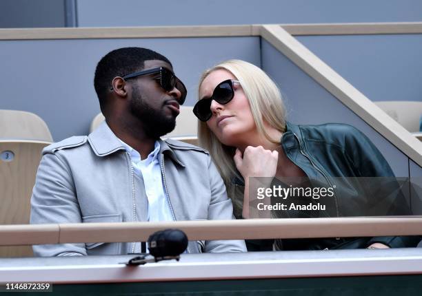 Former American World Cup alpine ski racer Lindsey Vonn and boyfriend P.K. Subban attend during the match between Roger Federer of Switzerland and...