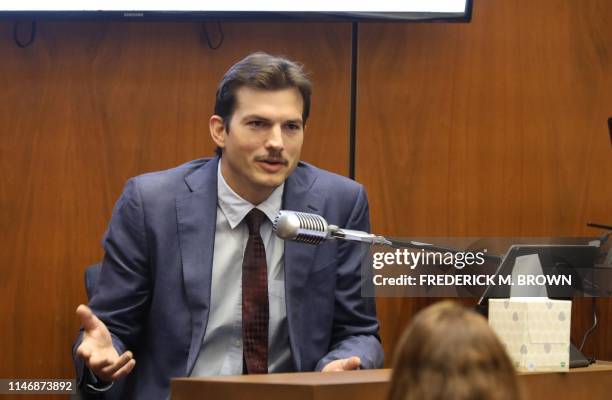 Actor Ashton Kutcher testifies in court in Los Angeles on May 29 during the trial of People v Michael Thomas Gargiulo, also known as 'The Hollywood...