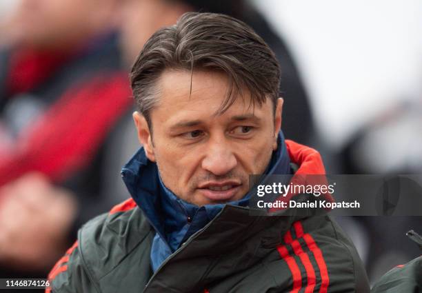 Coach Niko Kovac of Munich reacts during the friendly match between SpVgg Lindau and FC Bayern Muenchen on May 29, 2019 in Lindau, Germany.