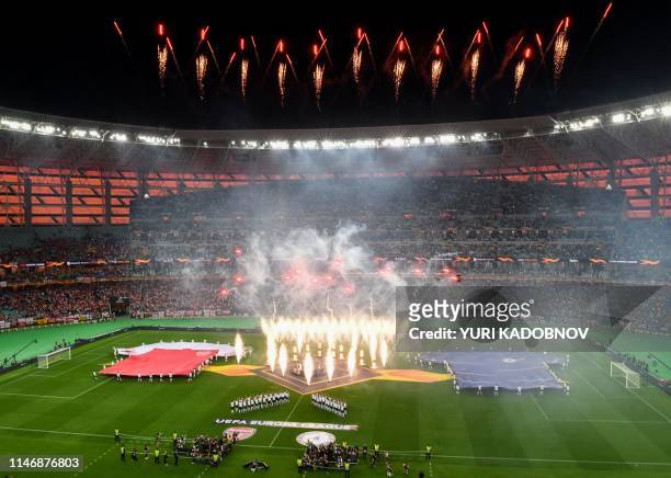 English DJ Jonas Blue performs prior to the UEFA Europa League final football match between Chelsea FC and Arsenal FC at the Baku Olympic Stadium in...