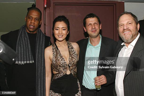 Jay-Z, Gong Li, Peter Webber and Harvey Weinstein during Metro-Goldwyn-Mayer Pictures' and The Weinstein Company's Premiere After Party for "Hannibal...