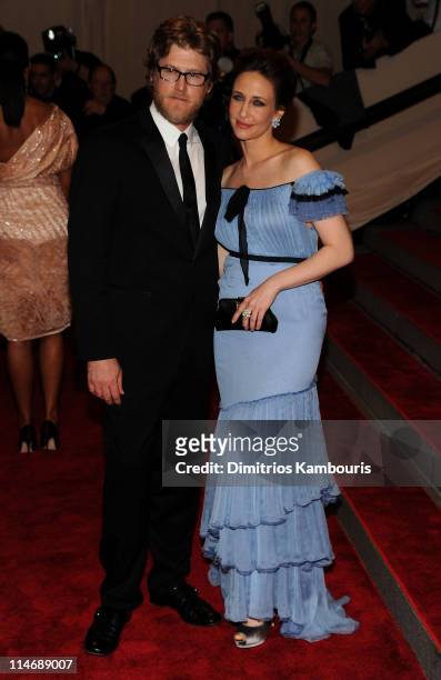 Actress Vera Farmiga and Renn Hawkey attend the Costume Institute Gala Benefit to celebrate the opening of the "American Woman: Fashioning a National...