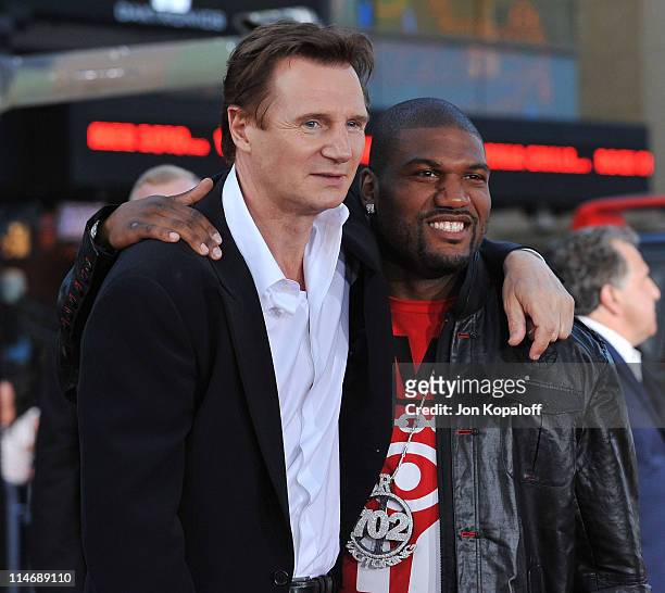 Actors Liam Neeson and Quinton 'Rampage' Jackson arrive at the Los Angeles Premiere "The A-Team" at Grauman's Chinese Theatre on June 3, 2010 in...