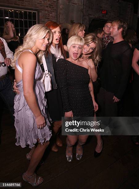 Marabeth Hough, Anna Trebunskaya, Kelly Osbourne and Julianne Hough attend Kelly Osbourne's birthday party held at h.wood on October 26, 2009 in...