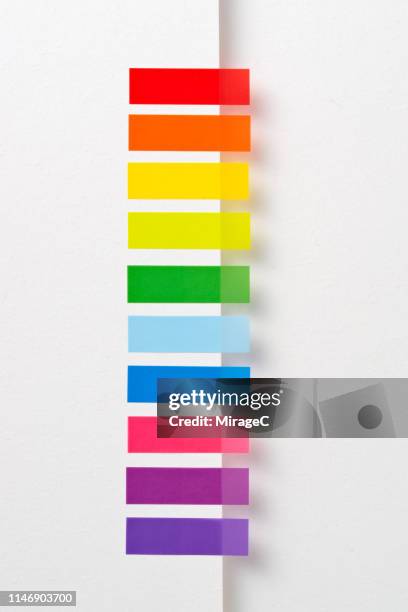rainbow colored adhesive tags - bookmark stock pictures, royalty-free photos & images