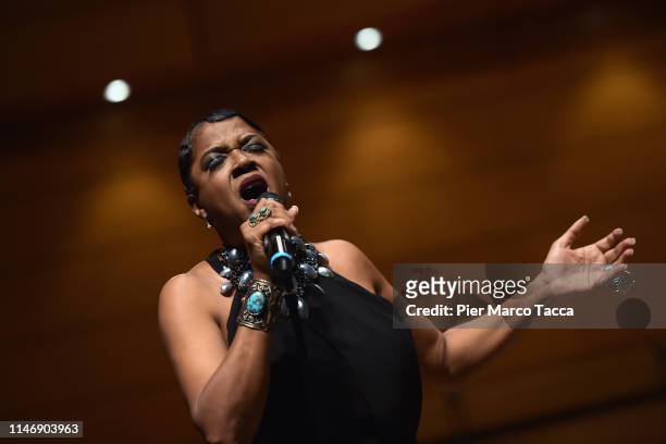 Joyce Elaine Yuille performs on stage during the Fanfare in Concerto Charity Event at Teatro dal Verme on May 29, 2019 in Milan, Italy. The...