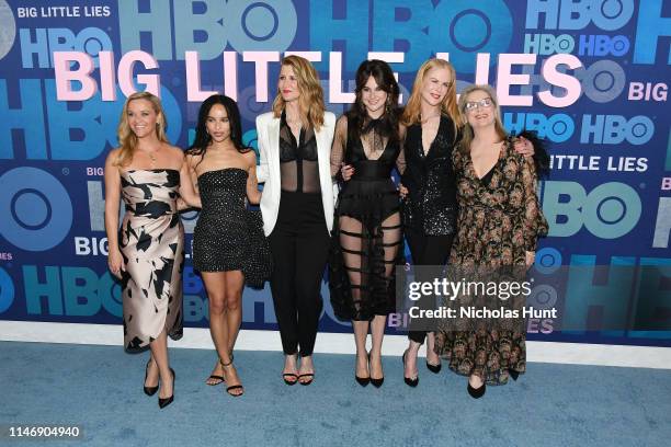 Reese Witherspoon, Zoe Kravitz, Laura Dern, Shailene Woodley, Nicole Kidman and Meryl Streep attend the season 2 premiere of "Big Little Lies" at...