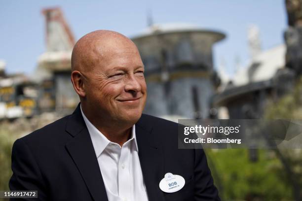 Bob Chapek, chairman of Walt Disney Parks and Experiences, smiles during a Bloomberg interview at an unveiling event of Star Wars: Galaxy's Edge at...