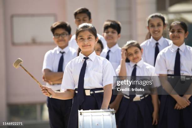 marching band in school assembly - school-assembly-hall stock pictures, royalty-free photos & images