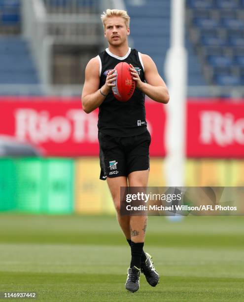 Billy Frampton of the Power in action during the Port Adelaide Power training session at Adelaide Arena at Jiangwan Stadium on May 30, 2019 in...