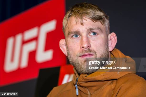 Alexander Gustafsson speaks with the media during the UFC Fight Night Gustafsson v Smith: Media Day at Ericsson Globe on May 30, 2019 in Stockholm,...