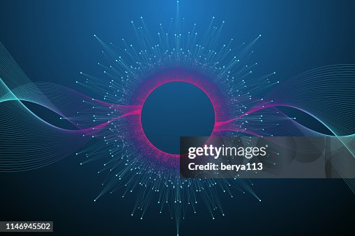 Quantum Computer Technology Concept Sphere Explosion Background Deep ...