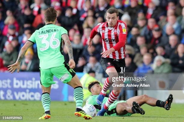 Harry Toffolo of Lincoln City during the Sky Bet League Two match between Lincoln City and Colchester United at Sincil Bank Stadium on May 04, 2019...