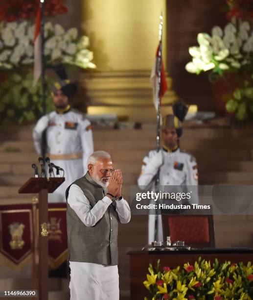 Modi Sign 261 Second Oath Of Office Ceremony Of Narendra Modi Stock Photos, High ...