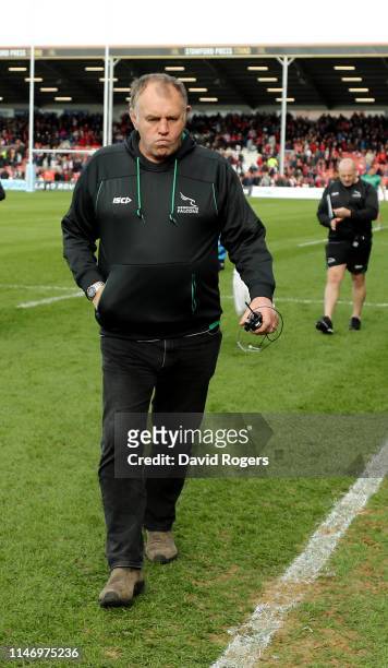 Dean Richards, the Newcastle Falcons director of rugby, looks dejected after Newcastle are defeated and relegated during the Gallagher Premiership...