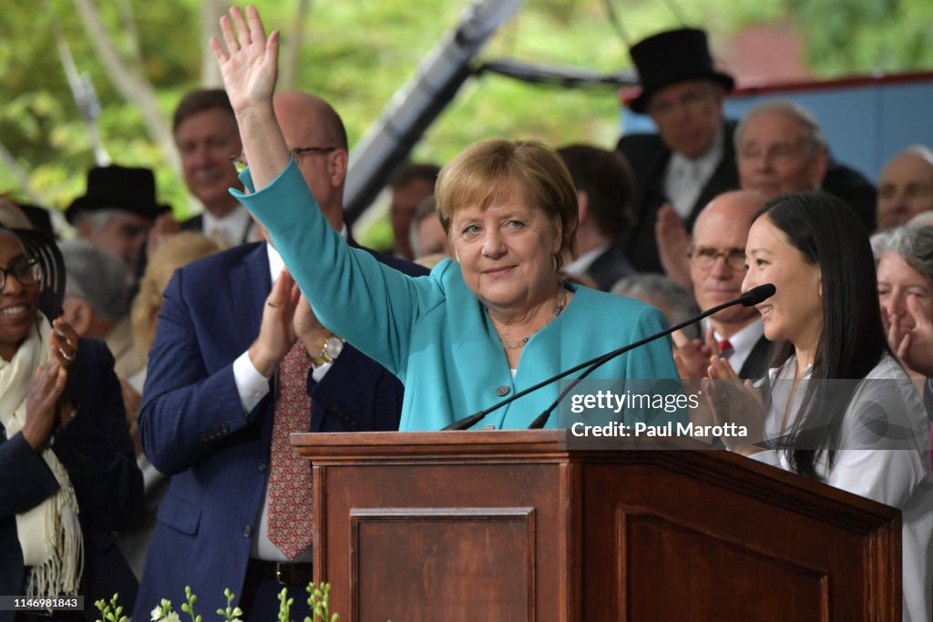 German Chancellor Angela Merkel Speaks At Harvard Commencement