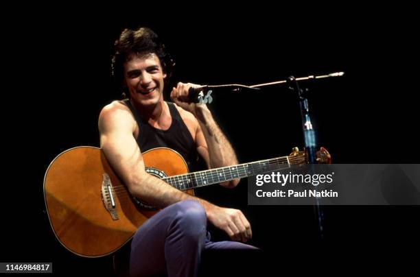 American Rock musician Rick Springfield at the Holiday Star Theater, Merilville, Indiana, November 18, 1981.