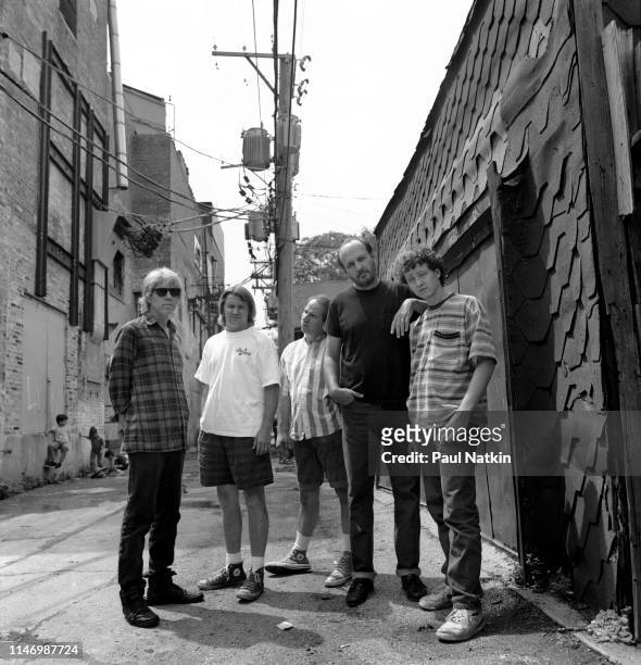 Portrait of the American band The Skeletons, left to right, Bobby Lloyd Hicks, Joe Terry, D Clinton Thompson, Lou Whitney, and Kelly Brown on the...