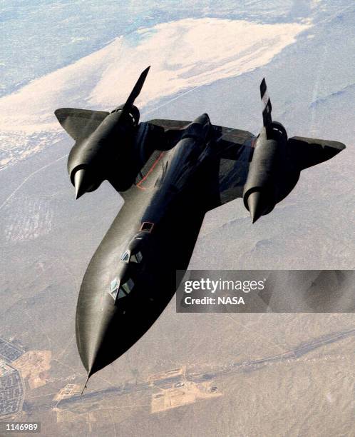 71b ''Blackbird'' aerial reconnaissance aircraft seen from front-on during a training exercise January 28, 1997.