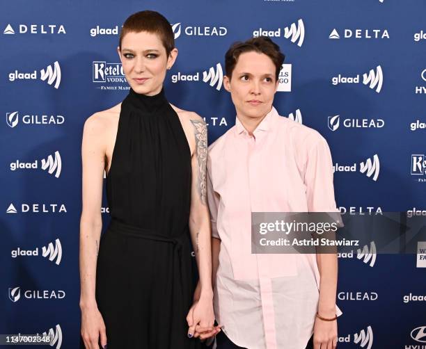 Asia Kate Dillon and Corinne attend the 30th Annual GLAAD Media Awards in partnership with Ketel One Family-Made Vodka, longstanding ally of the...