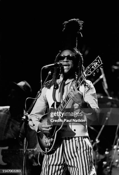 David Hinds of the band Steel Pulse performs at the Poplar Creek Music Theater in Hoffman Estates, Illinois, September 15, 1984.