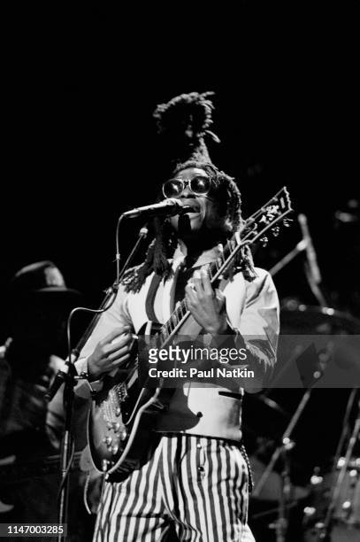 David Hinds of the band Steel Pulse performs at the Poplar Creek Music Theater in Hoffman Estates, Illinois, September 15, 1984.