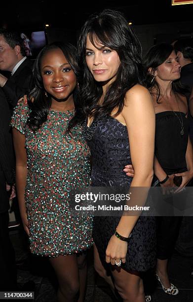 Actress Naturi Naughton and actress Jenna Dewan attend the launch party for Virgin America's first flight from Los Angeles to Chicago on May 25, 2011...