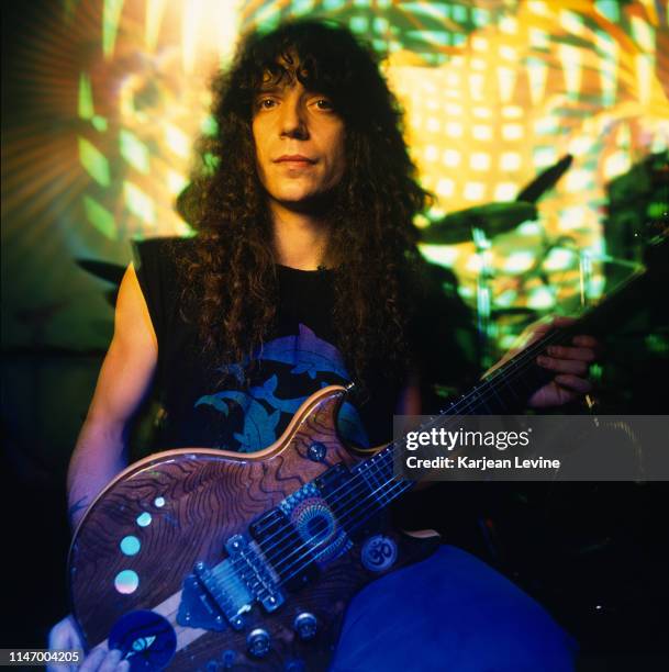 Ed Wynne, co-founder of UK festival band Ozric Tentacles, poses for a portrait in between sets at The Wetlands Preserve on July 25, 1993 in New York...