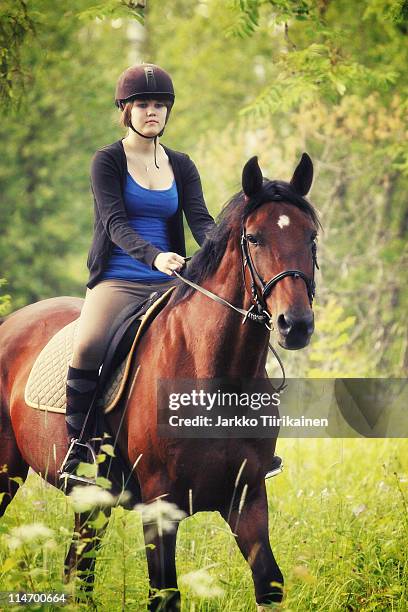 girl riding horse - riding hat stock pictures, royalty-free photos & images