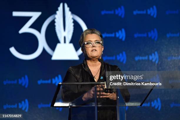 Rosie O'Donnell speaks onstage during the 30th Annual GLAAD Media Awards New York at New York Hilton Midtown on May 04, 2019 in New York City.