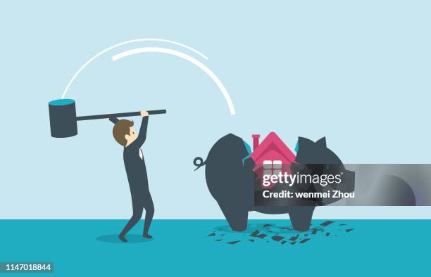 destruction - breaking into house stock illustrations