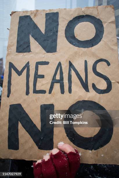 December 9, 2017]: Protest sign that says NO MEANS NO at #METOO rally on December 9, 2017 in New York City.